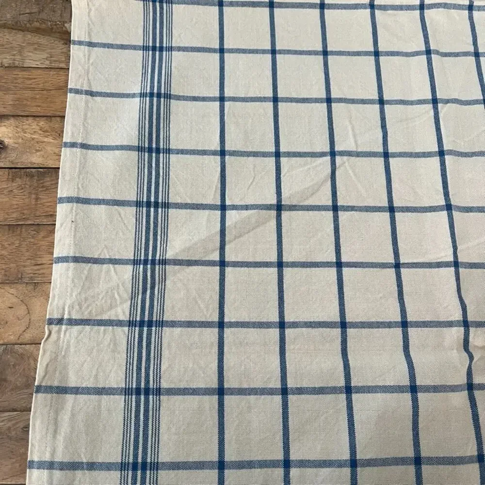 Blue Checkered Striped Square Tablecloth 50